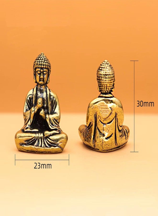ALHBEJT 3Pcs Mini Pure Brass Sakyamuni Buddha Statue Ornaments Tibet Buddhism Bronze Figure Creative Home Office Decoration - Image 3